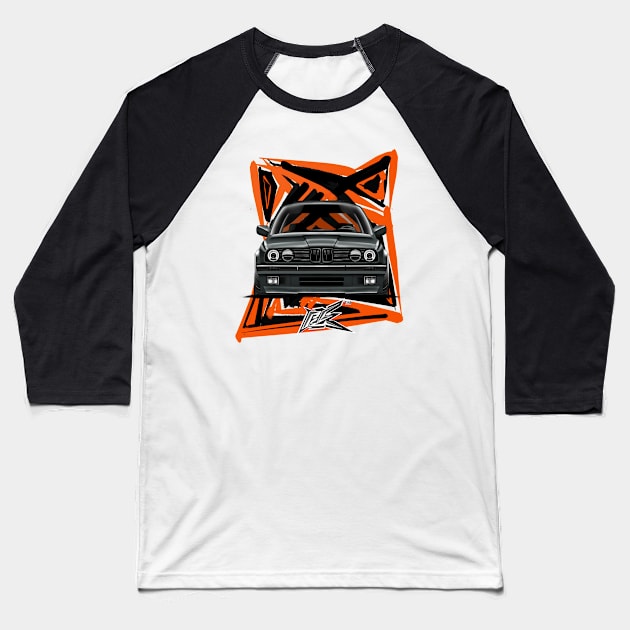 BMW E30 M3 BLACK Baseball T-Shirt by naquash